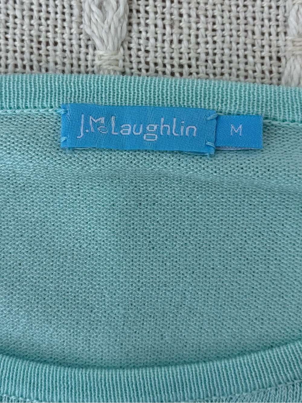 J.McLaughlin Jamey Sweater Aqua Button Sleeve Knit Top Medium Preppy - Picture 3 of 11